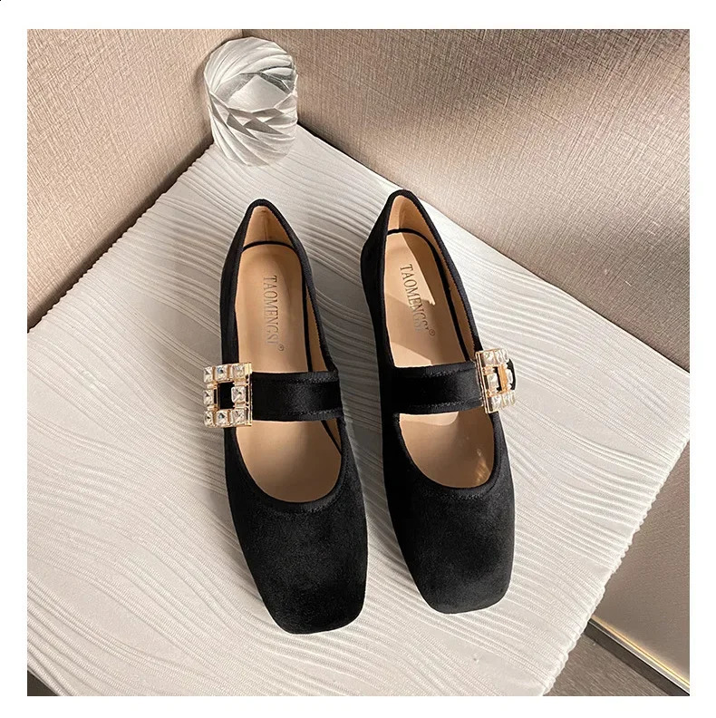 Women Flat Shoes Girl Crystal Velvet Mary Jane Shoes Sweet Comfortable Slipon Loafers Big Size 3543 250904