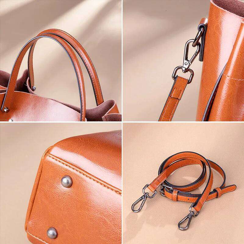 2025 hot sale leather tote Bucket bags quality women top handle handbags commuter shoulder crossbody bag large capacity