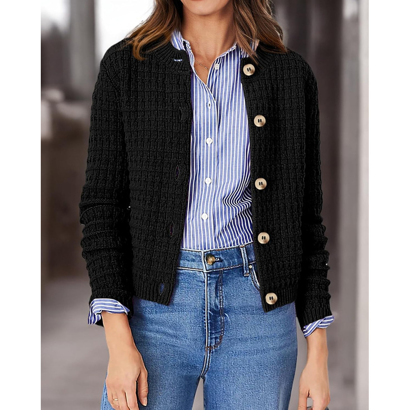 Women's Knit Cardigan Sweaters Casual Long Sleeve Open Front Button Down Trendy Jackets Outerwear