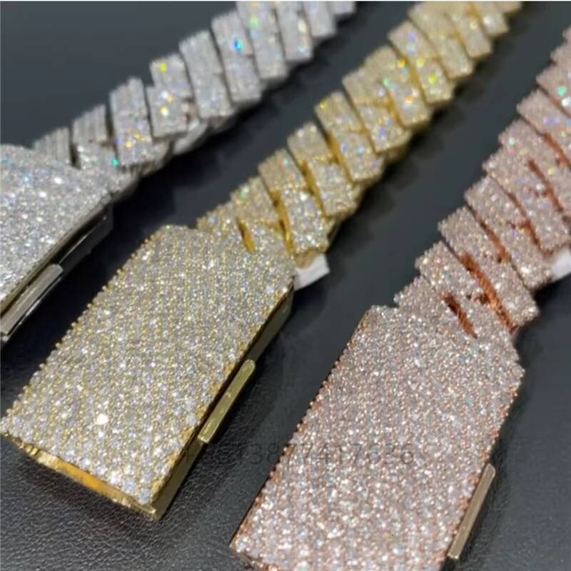 Zuanfa Custom Men Jewelry VVS Lab Diamond Iced Out Moissanite Cuban Link Chain