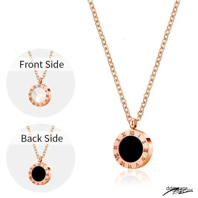 PAXA Stainl Steel Ran Numeral Black White Shell Necklace For Wen Ddmydec Fashion Round Pendant Chain Collar Fem Party Jewelry Ddmydec