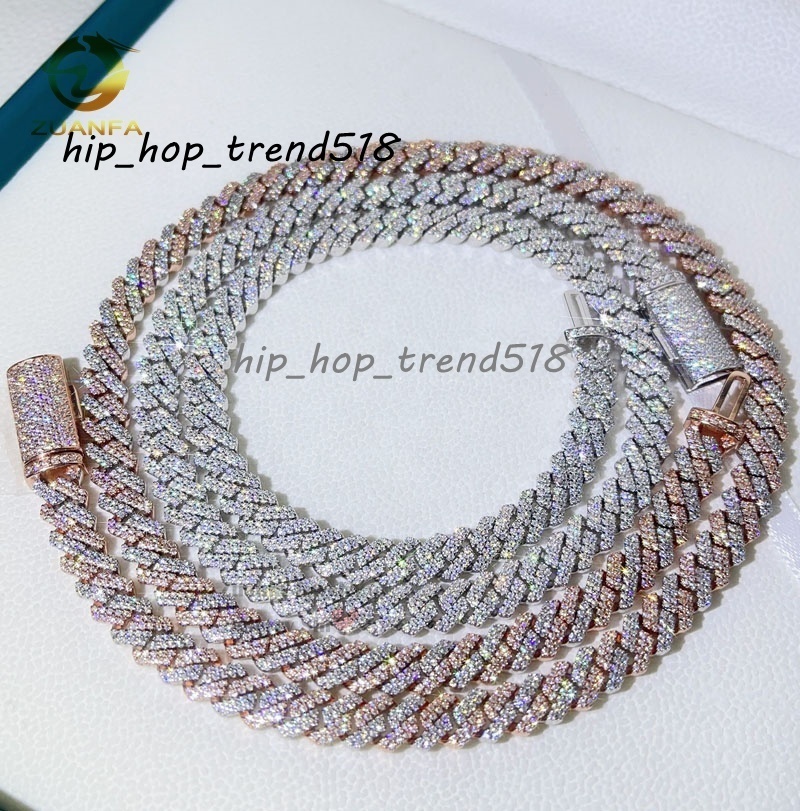 GRA 8MM Double Row Iced Out Men Women Fashion Stylish VVS Diamond Moissanite Cuban Chain