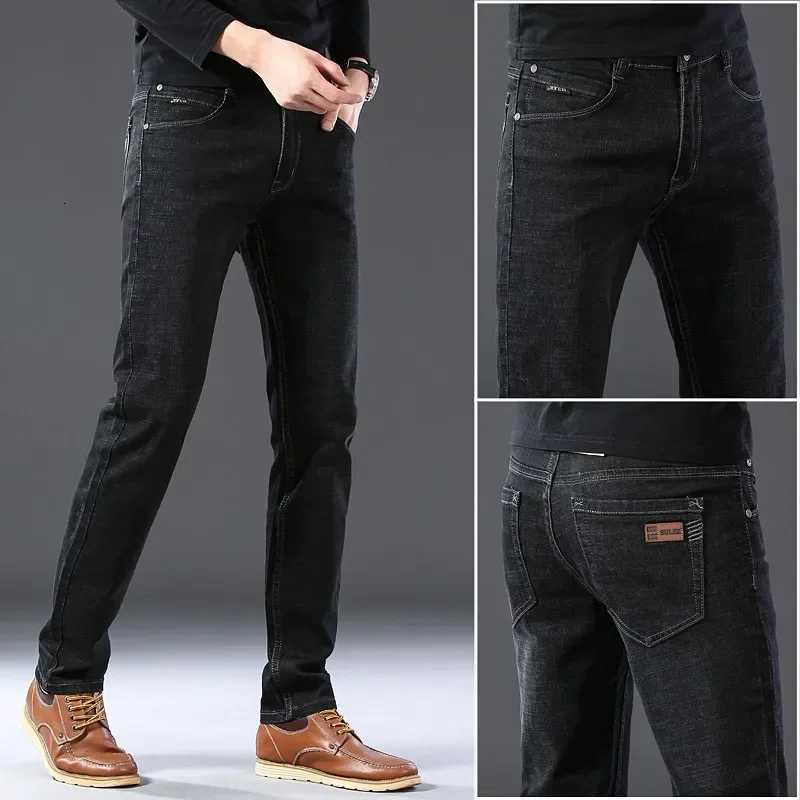 Autumn Brand Jeans New Mens Elastic Cotton Stretch Jeans Pants Loose Fit Denim Trousers Mens Brand Fashion Big Size 35 38 40 W250905