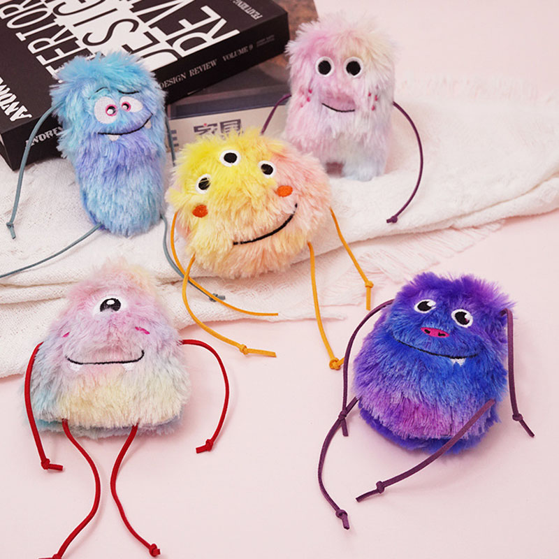 Cat Self-Play Boredom Relief Toy Kitten Cute Plush Monster with Catnip Adorable Stuffed Pet Plaything for Cats