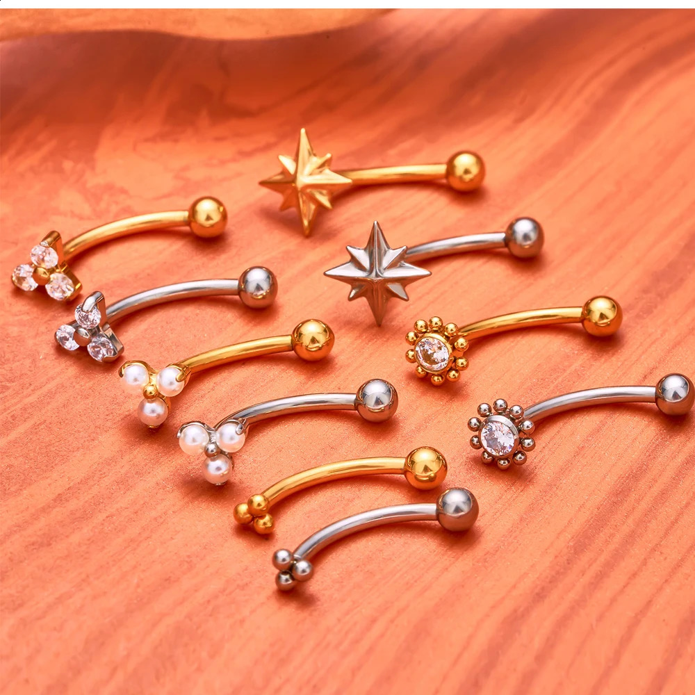 G23 ASTMF136 Piercings Eyebrow Internal thread Body Jewelry For Women zircon Earring 250903