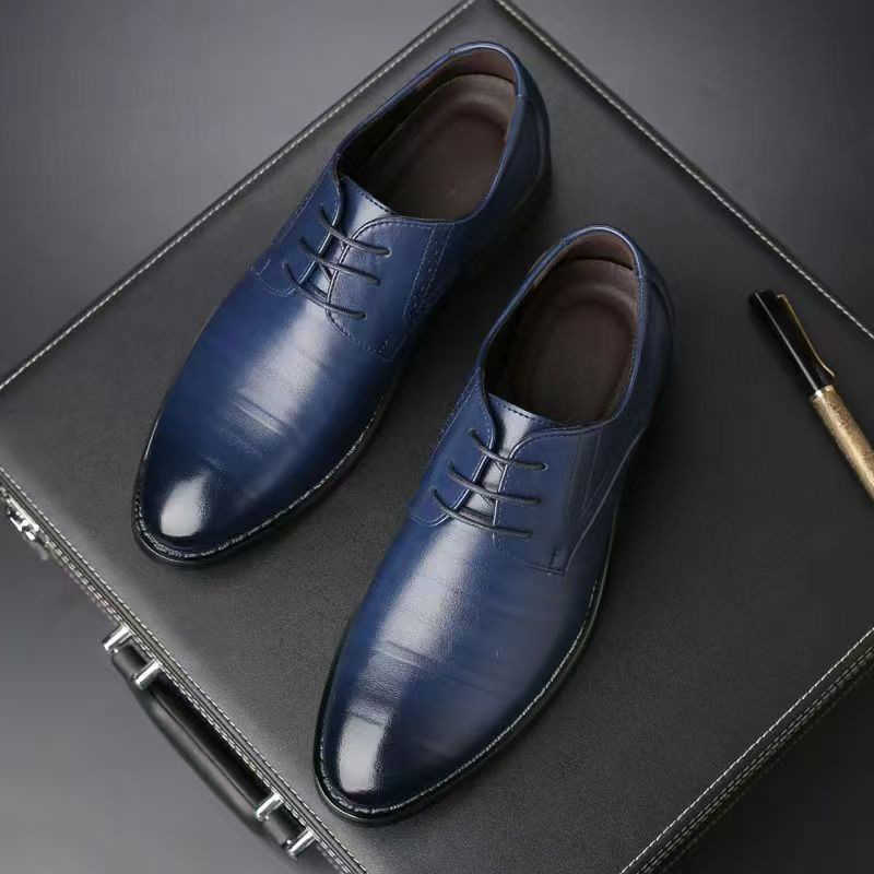 Aofu Shoes 2289 Four Seasons New Mens British Pointed Business Casual Leather Shoes OPP Bag Packaging Without Shoe Box