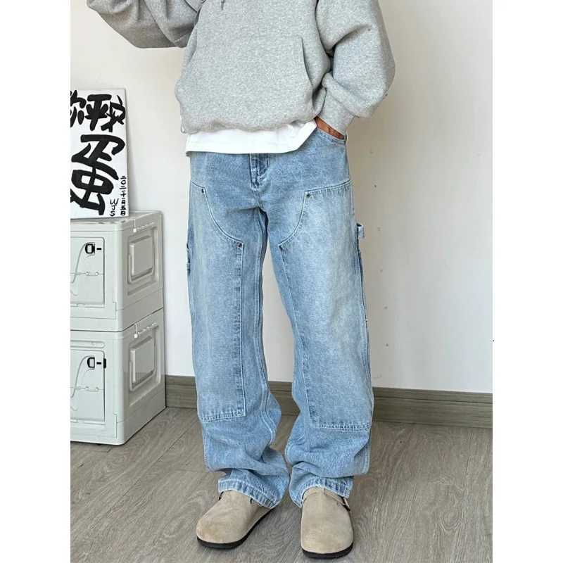 Retro American Hip Hop Vibe Mens Straight Leg Jeans Summer Casual Wide Leg Pants Logging Pants Waed Denim Nine Points W250905
