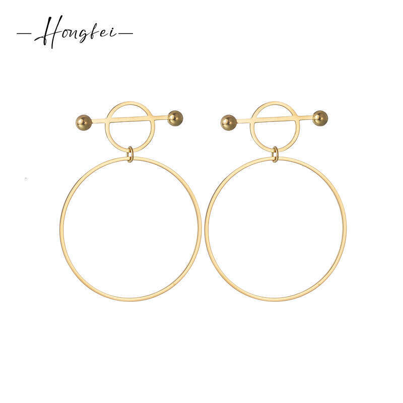 Fashion Simple for Women INS Niche Design Stainless Steel Gold Hoop Earrings