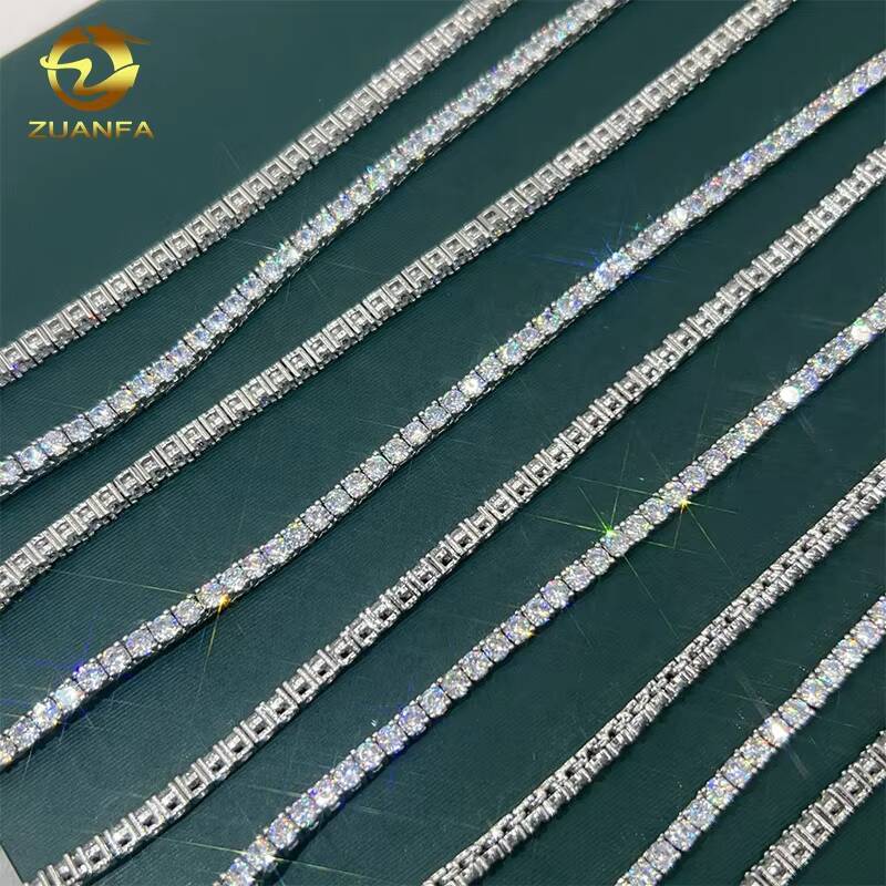 Wholesale Moissanite Tennis Chain Hip Hop Bling Jewelry 18K Gold Plated Cubic Moissanite Shining Diamonds Tennis Chain Necklace bracelets