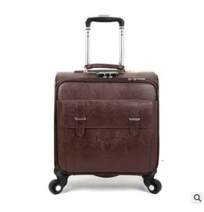 18 Inch Men Spinner suitcase PU business carry on Luggage trolley Suitcase Travel Rolling baggage On Wheels Wheeled Suitcase Z250905