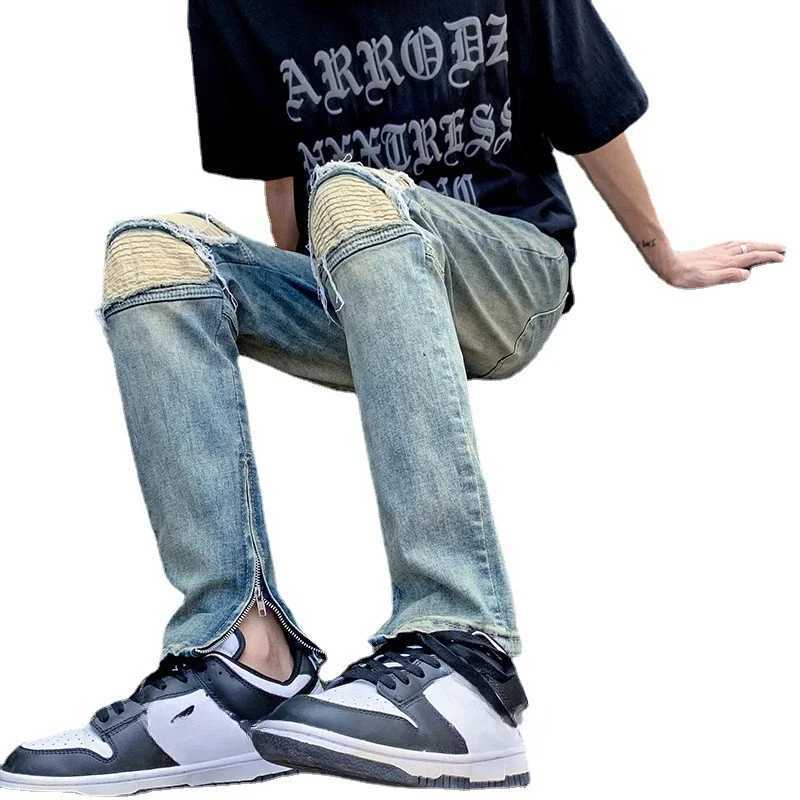 Four Seasons New Fashion Casual High Street Fashion Denim Long Pants for Men Retro Distressed New Style Wide Leg Jean Trousers W250905