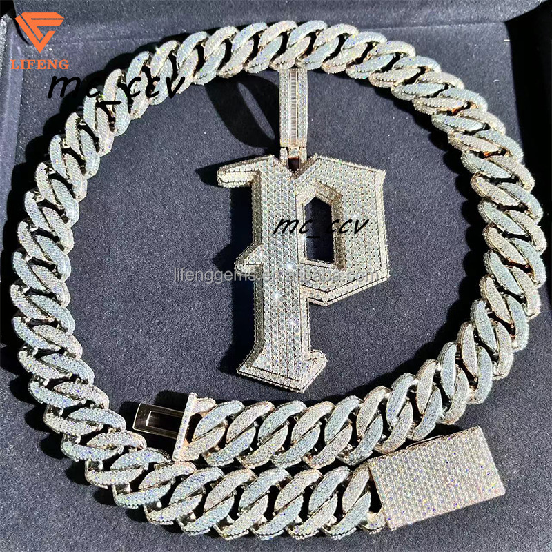 18mm Vvs Moissanite Chilled Diamond Chain Silver Necklace 925 Sterling Silver Mens Necklace Miami Cuban Chain