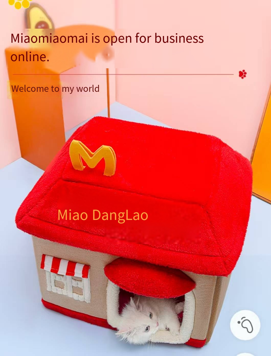 Cat villa ssemi-closed removable and washable winter warm villa kennel pet tent cat house cute wind