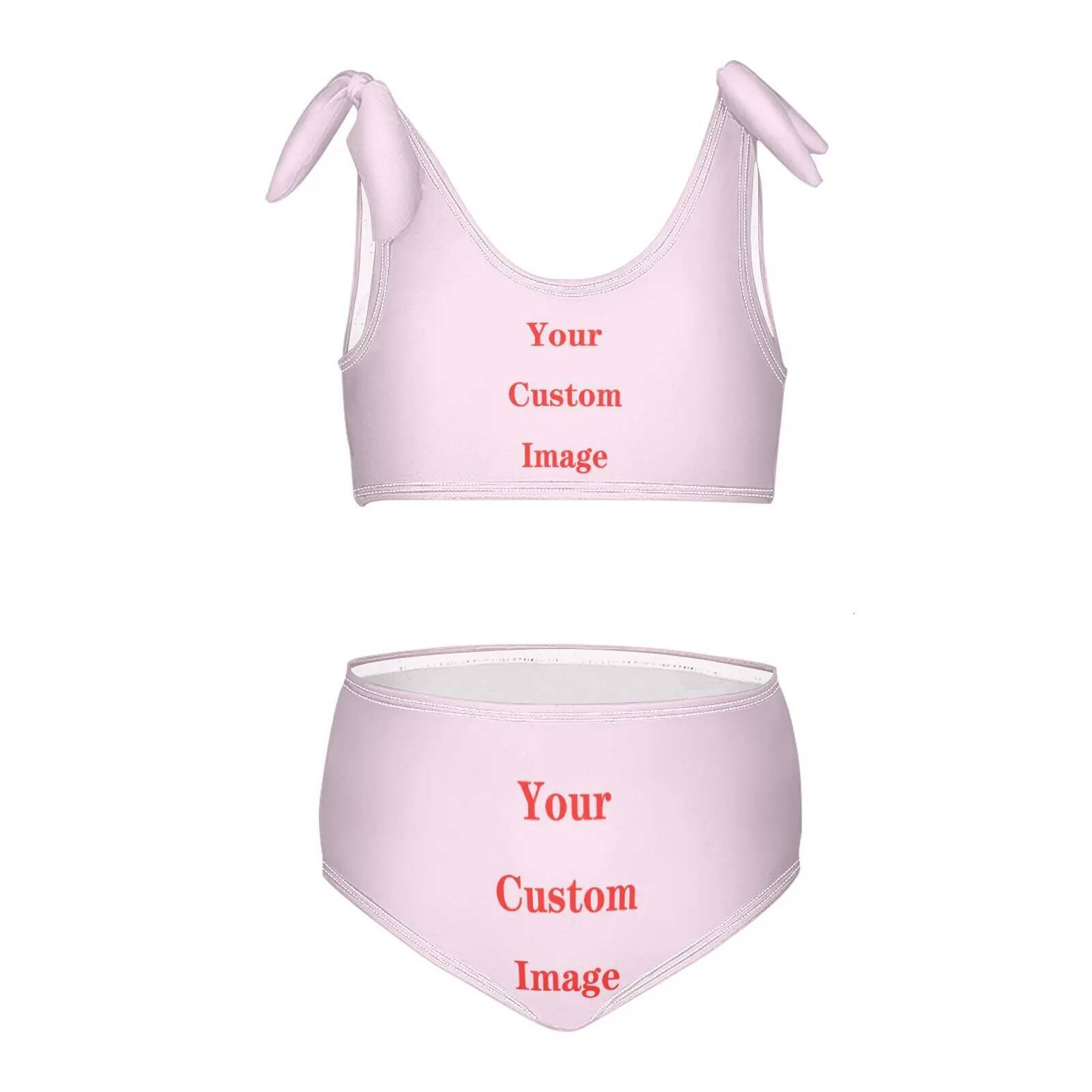 Children's Two Piece Personalized customized images For Girls Summer Bikini Sets Kids Swimsuit Lovely Swimwear