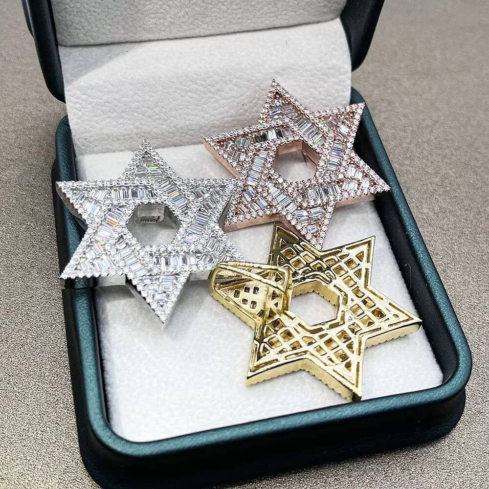 Hip Hop Jewelry Pass Diamond Tester VVSmoissanite Diamond Moissanite Pendant Necklace 925silver Pendant for Menwomen