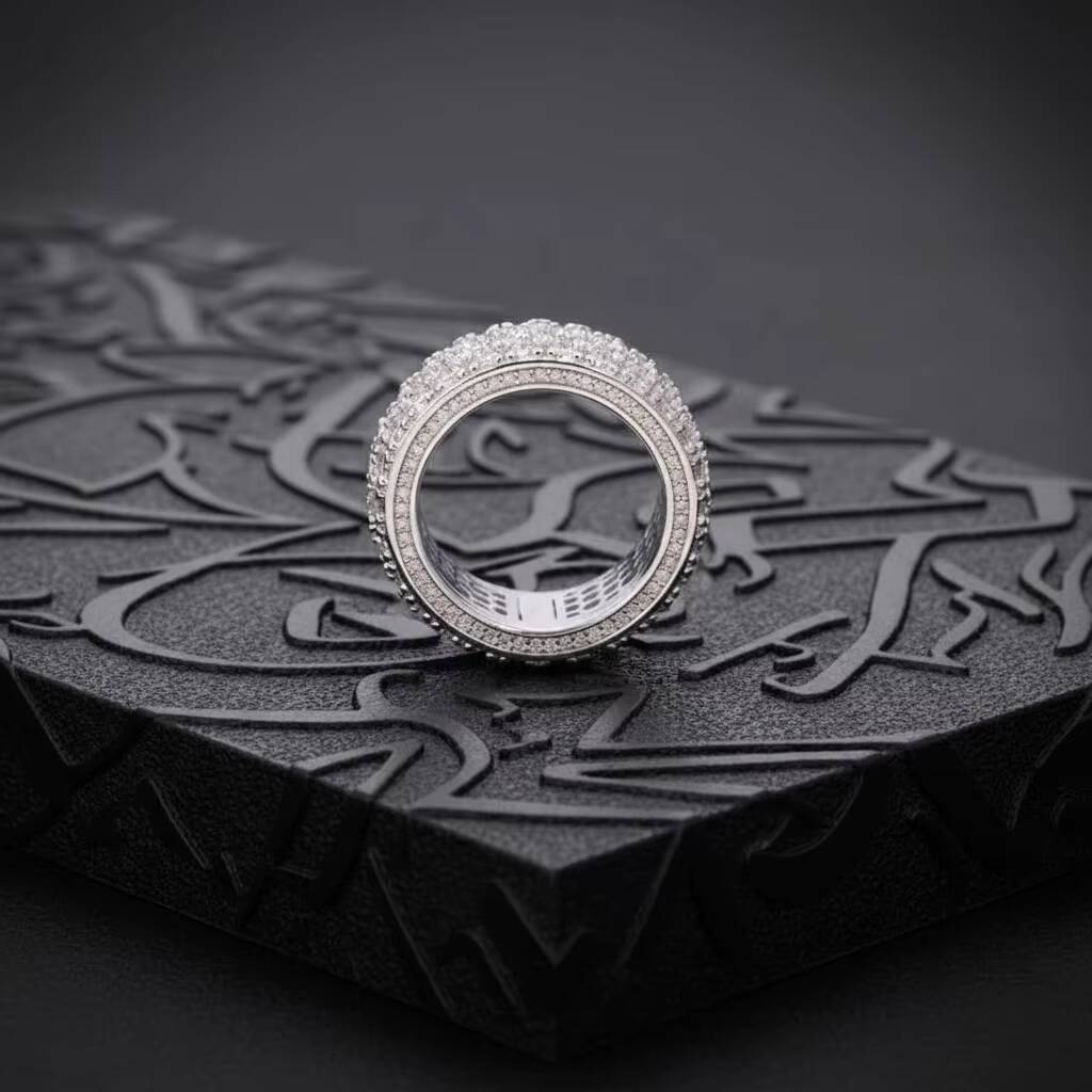 Solid 9K 10K 14K 18K 22K Gold Custom Jewelry Hip Hop IGI Certified VVS Lab Grown Diamond Iced Out 3 Rows Band Eternity Band Ring