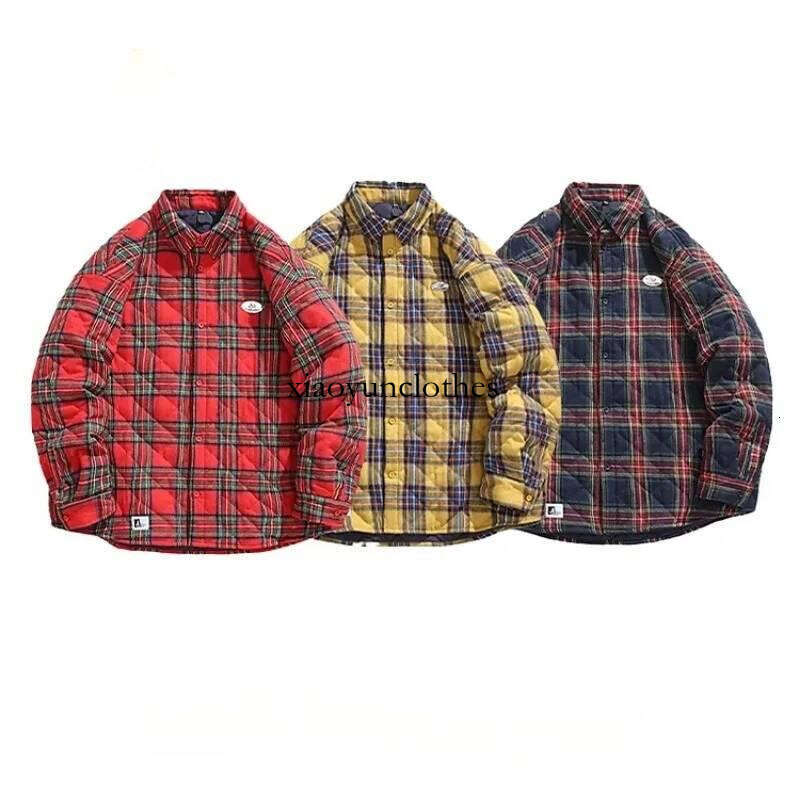 Beianji mens parkas Winter American vintage thick plaid buttons fashion men's coat embroidered couple cotton-padded jacket