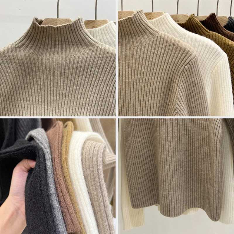 2025 Women Autumn Winter Solid Color Base Layer Top Warm Knitted Turtleneck Sweater Korean Style Long Sleeves Versatile Pullover Z250905