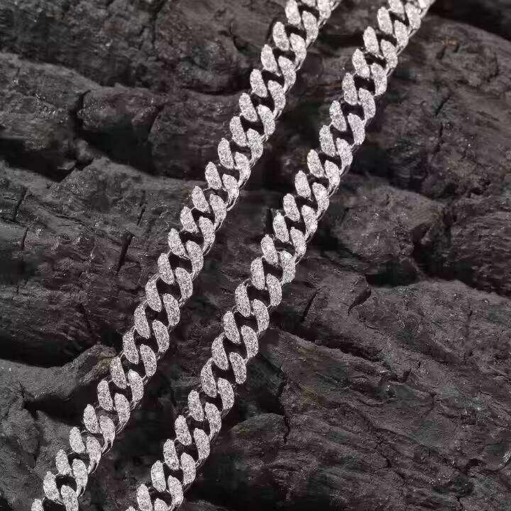 Fine 6MM Cuban Link Chain Sterling Sier Moissanite Hiphop Jewelry Women Men Necklace Bracelet Wedding Religious