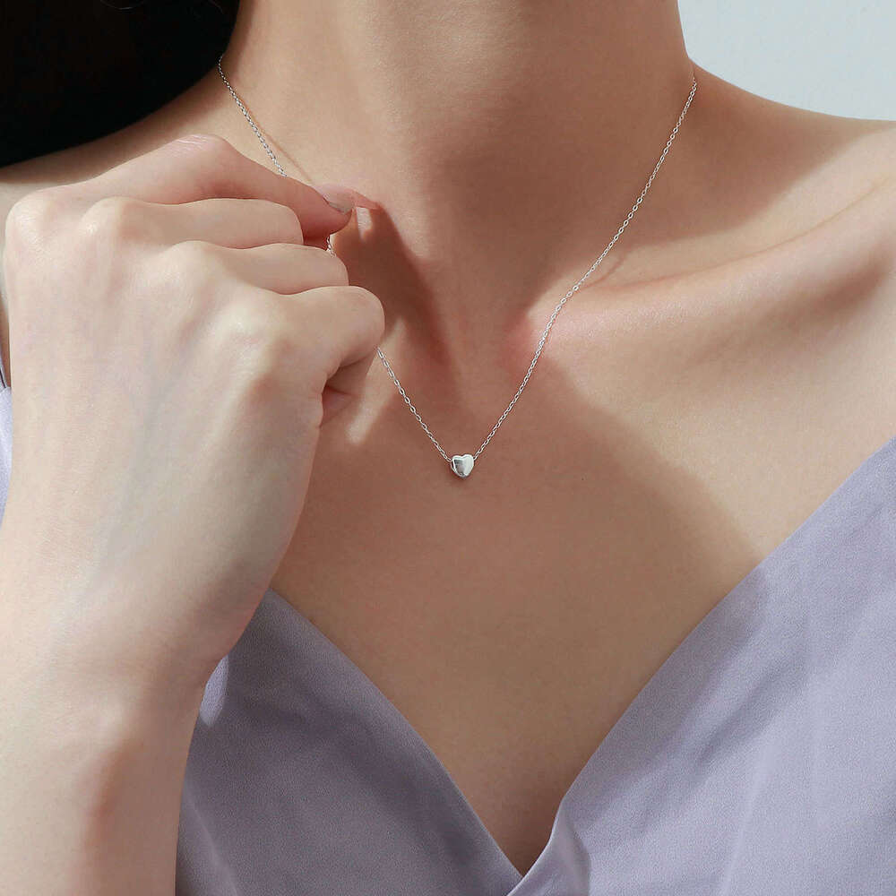 DHpet 2025 Spring Women's High end S999 Sterling Silver Heart shaped Necklace