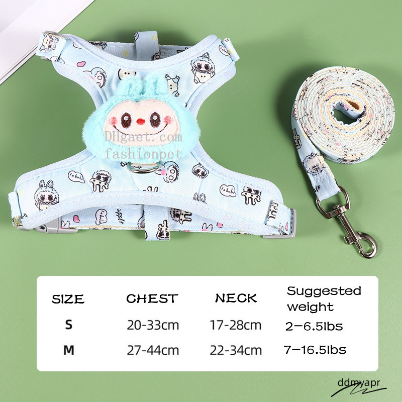 Labubu Dog And Leash Set, Step-In Soft Mesh Puppy Cats Harnesses Vest With Cute Doll Decorations, Breathable Designer ddmyday Harness For Pomeranian, 