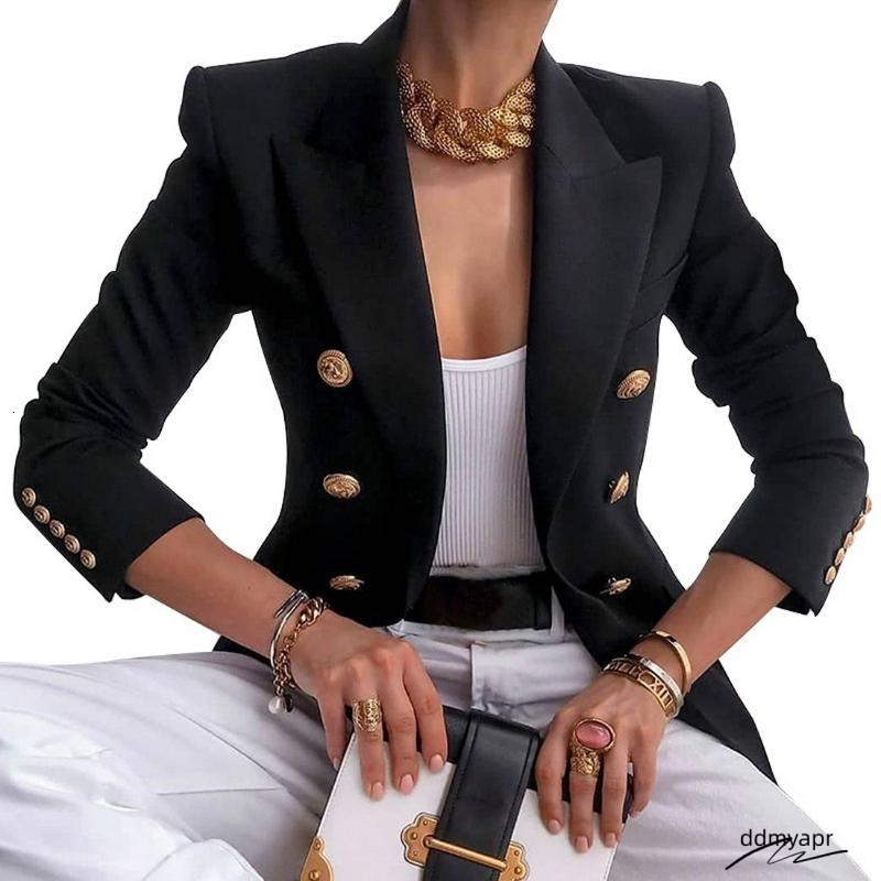 Women Jacket Double Breasted Haruku Blazer Slim Fitting ddmyday Female Coat Office Ladies Outfit AAA Discount For In-Store Purchases