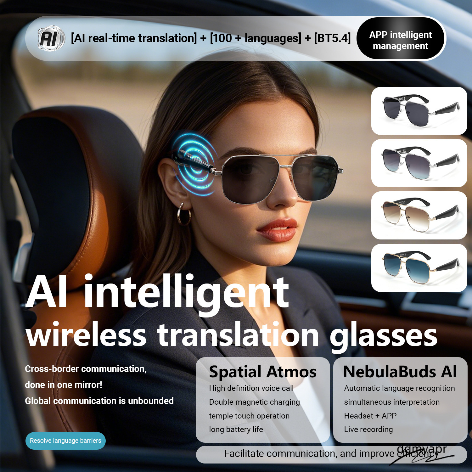 2025 New AI Bluetooth Listening And Talking Ddmydec 100+ Languages Real Time Translation Glasses Ddmydec Ddmydec Ddmydec Ddmydec