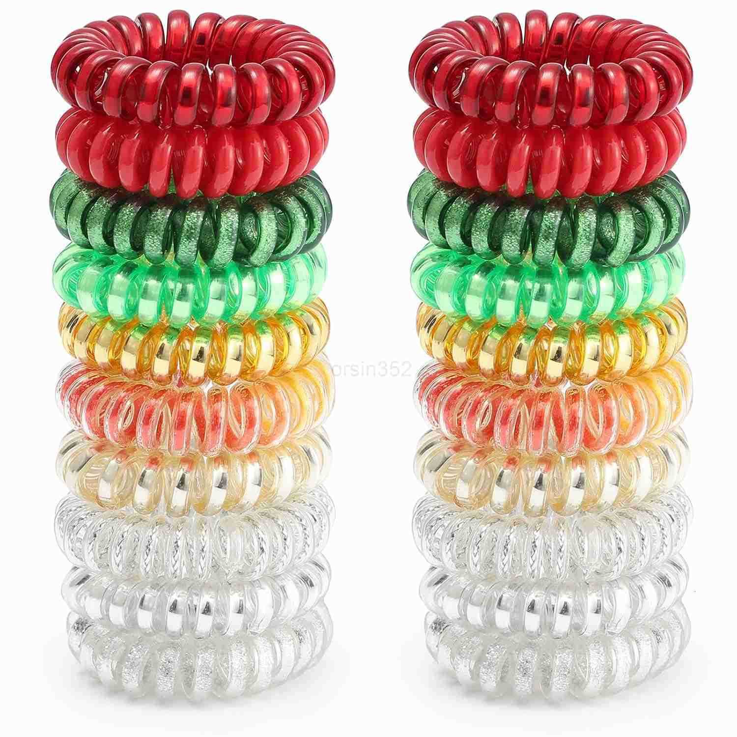 60 Pcs Spiral Hair Ties Bulk No Crease Coil Hair Ties Phone Cord Hair Ties for Thick Hair Women Ponytail Holder ElasticsBlackTransparentW250905