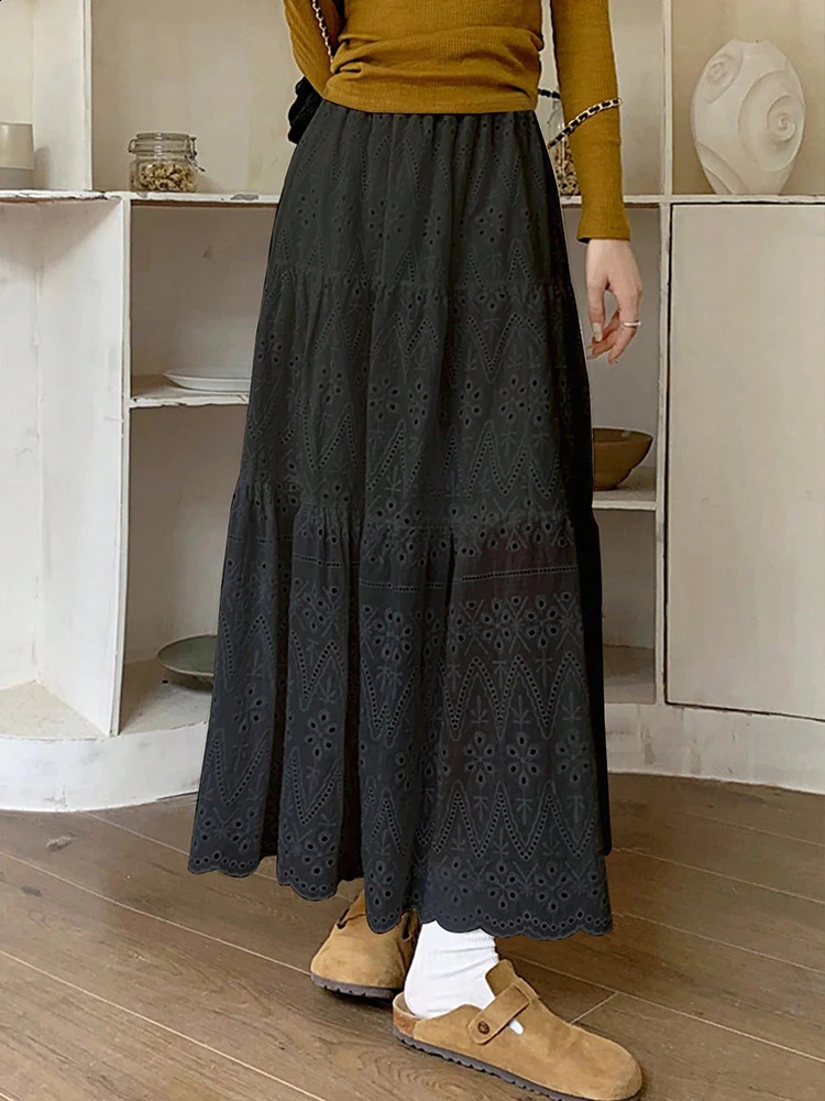 Sweety In Dresses Summer Pleated Long Skirts Girl Aline Elastic Waist Fairy Tiered Skirt Women Solid Color Womens 250905