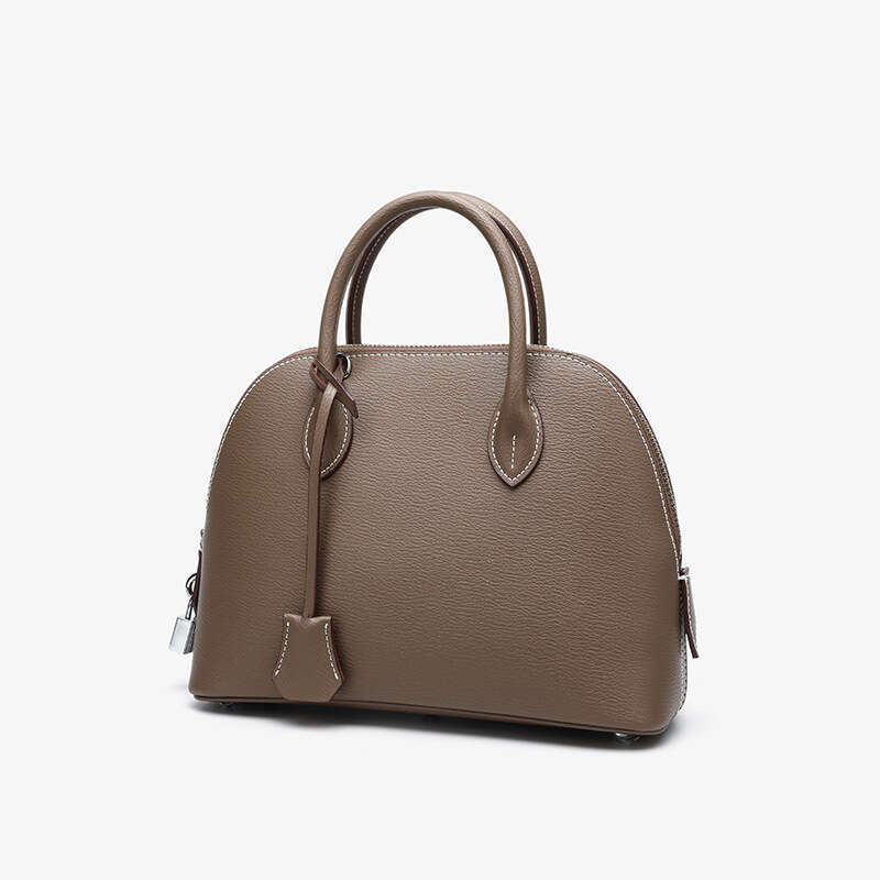 Top Layer Cowhide Bag for Women, Handheld Shell Genuine Leather Women's Shoulder Bowling Crossbody Bag, Fashionable and Versatile