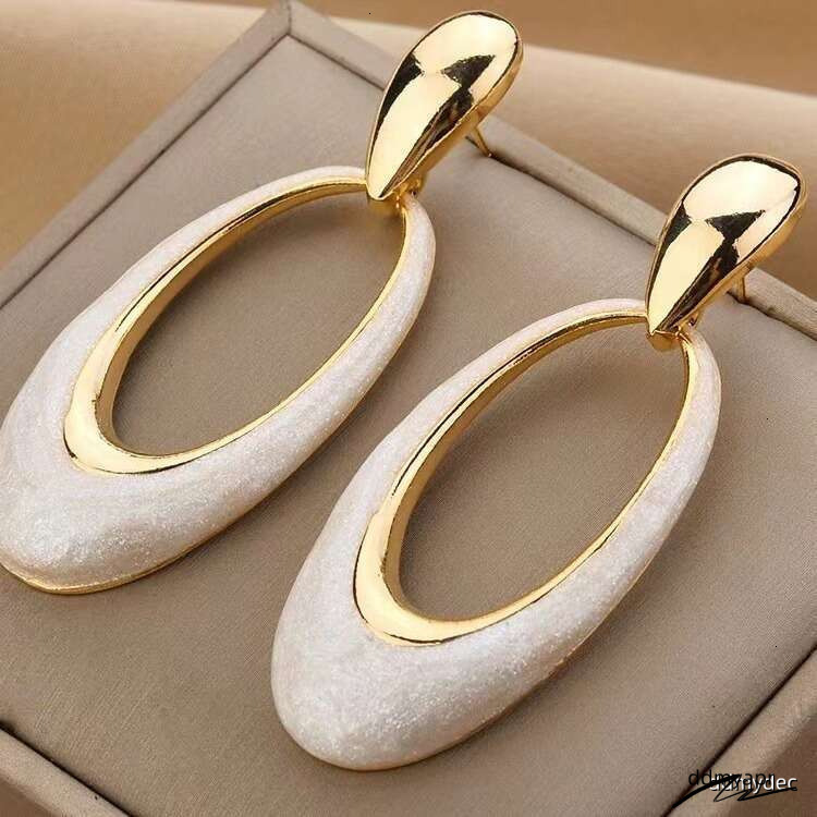 Enamel Geometric - Oversized Hollow Pearl White Dangle Earrings With Shell Motif ddmydec (2025 Minimalist Statement Jewelry) ddmydec