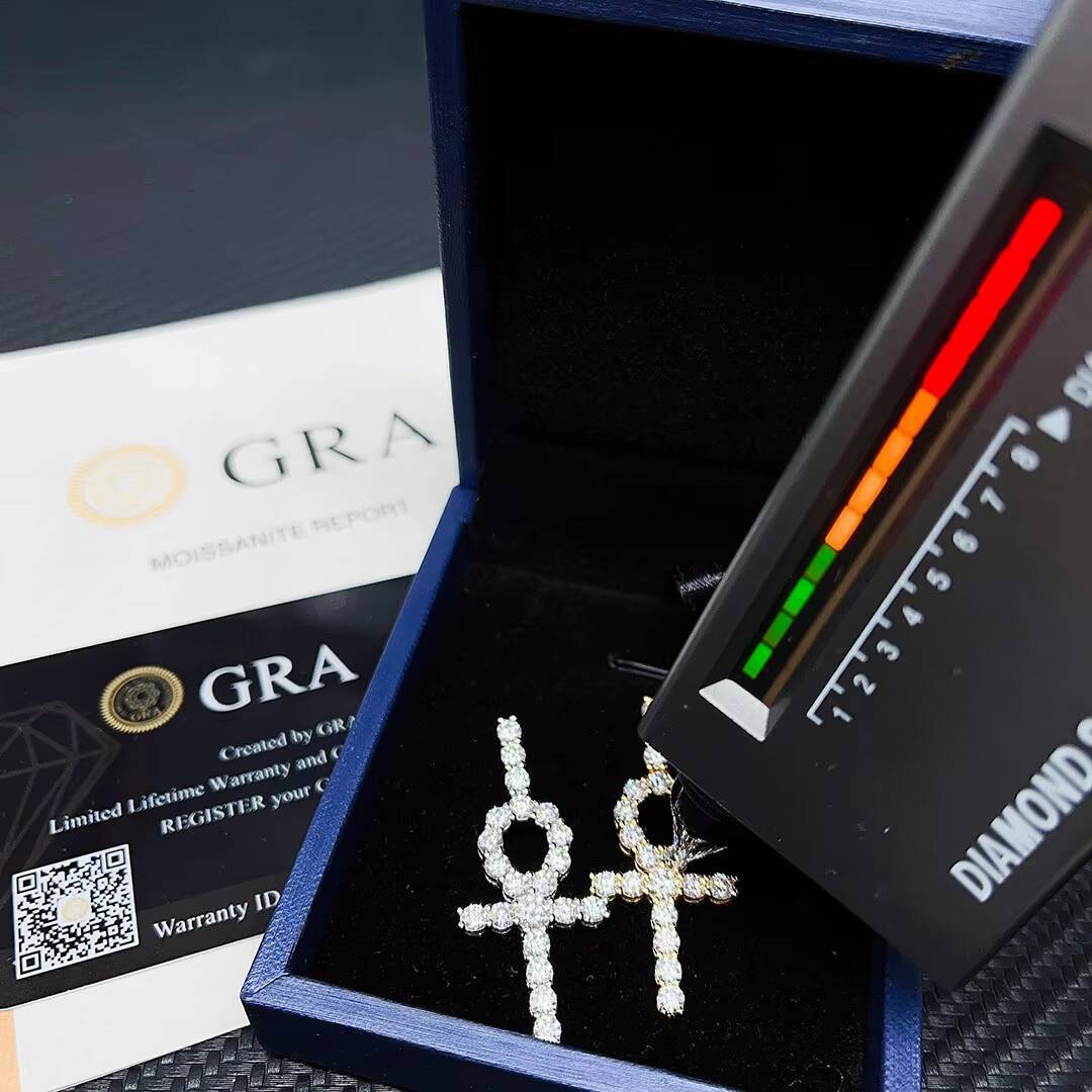 Wuzhou Diamond Pendant Best Price Iced Sterling Silver Jewelry Real S925 Moissanite Cross Pendant