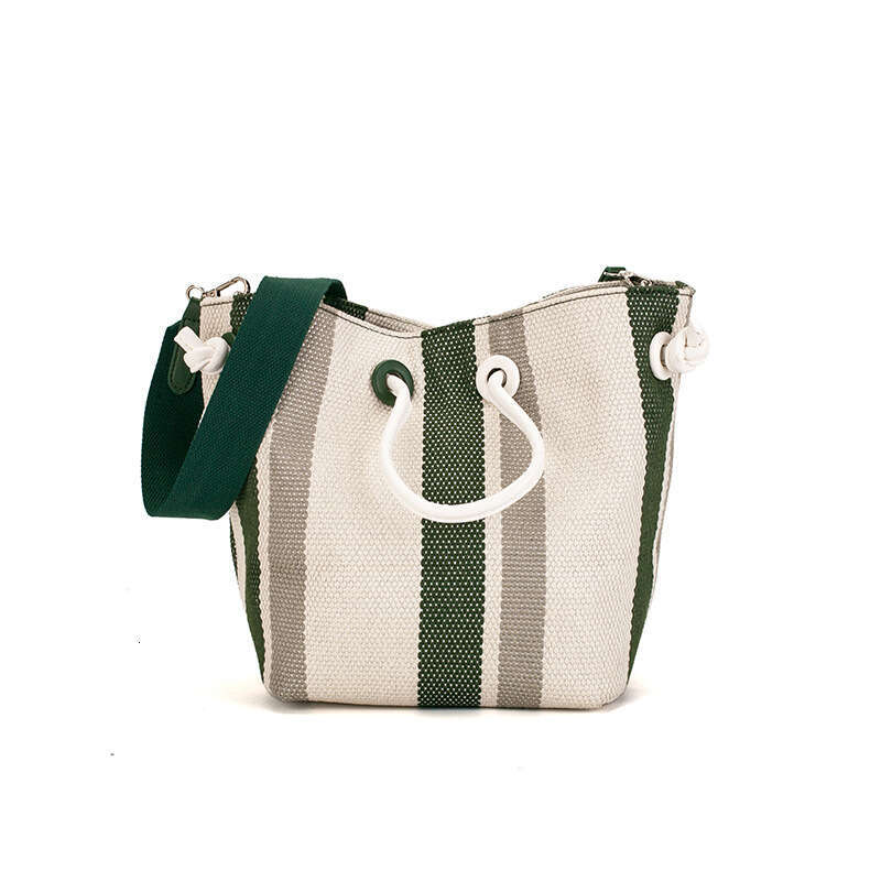 Autum Ad Witer New Korea Cavas Bucket Bag Wome's Oe Shoulder Diagoal Straddle Hadbag With Cotrast Color