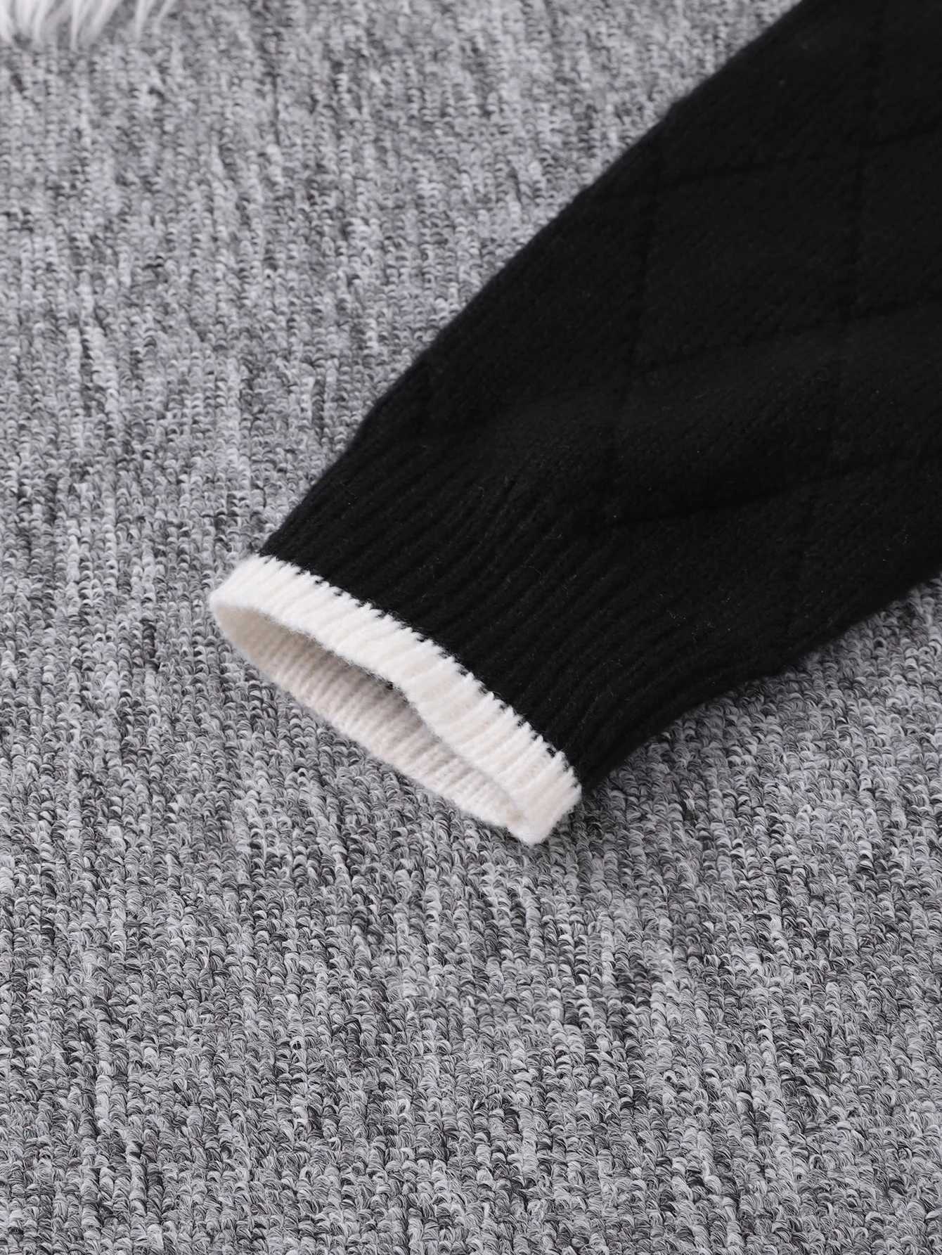 Contrast Color Plaid Pullover Sweater Casual Round Neck Contrast Color Knitted Mens Pullover Z250905