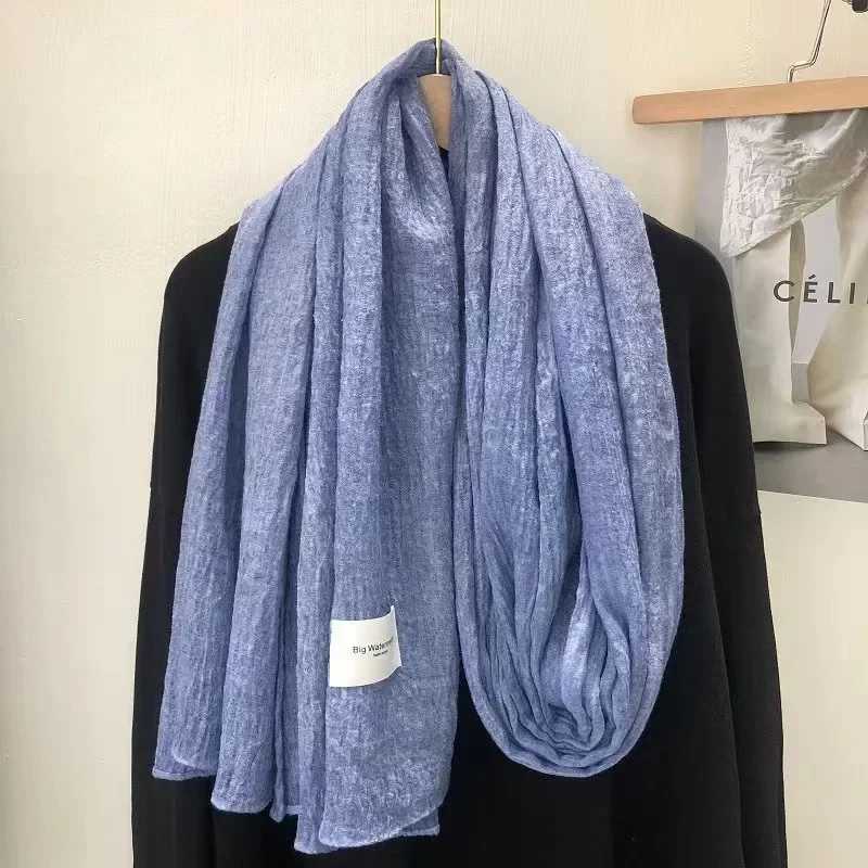 Super Soft and Plain Cotton and Linen Scarf for Women in Autumn and Winter Thin and Artistic Style Retro Warm Shl Solid ColorXJ250905
