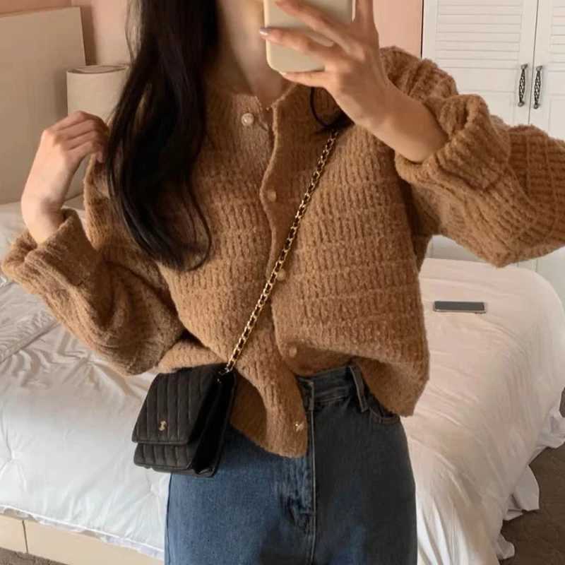 Fashion Long Sleeve Knitted Cardigan Jacket for Women Spring Autumn Elegant Korean O Neck Casual Sweater Loose Retro Short Coats Z250905