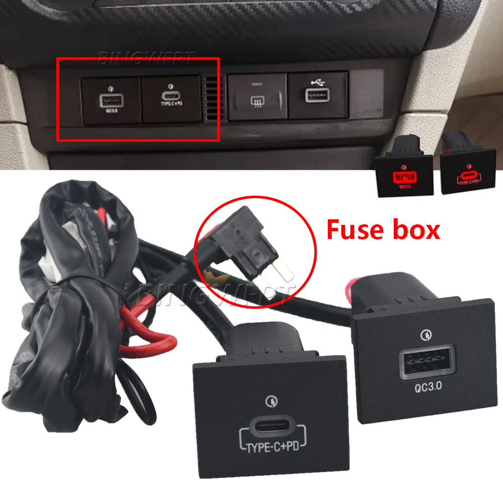1pair USB Charger Socket Fast Charge Adapter QC3.0 Type-C PD Power Outlet Switch for Ford Focus 2 mk2 2009 2010 2011 Car Accessories