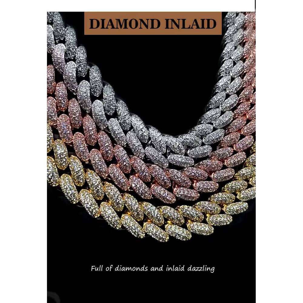 Hip Hop VVS Moissanite 20mm Width Necklace & Bracelet Fine Jewelry Sterling Sier Dia Cuban Link Chain