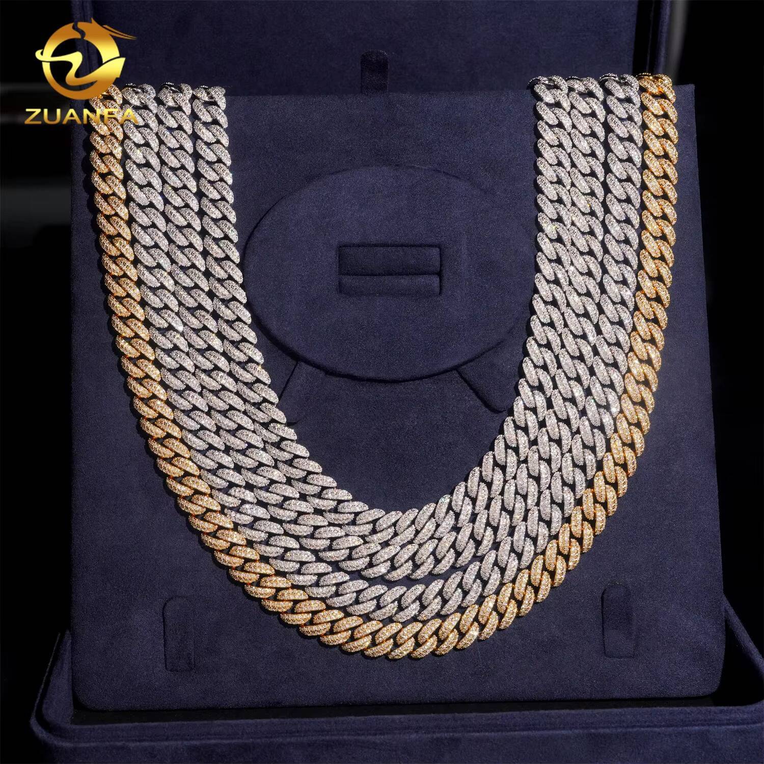 10mm Classic Moissanite Cuban Chain Instock Iced Out Hip Hop Jewelry 925 Silver Pass Diamond Test Miami Cuban Link Chain