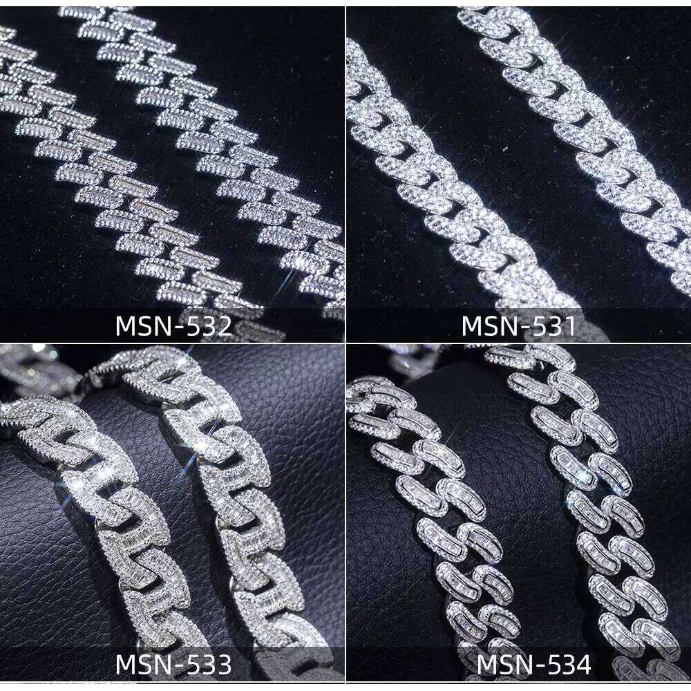 Necklace Ice Out Sterling Sier Moissanite Cuban Link Chain Hip Hop Jewelry