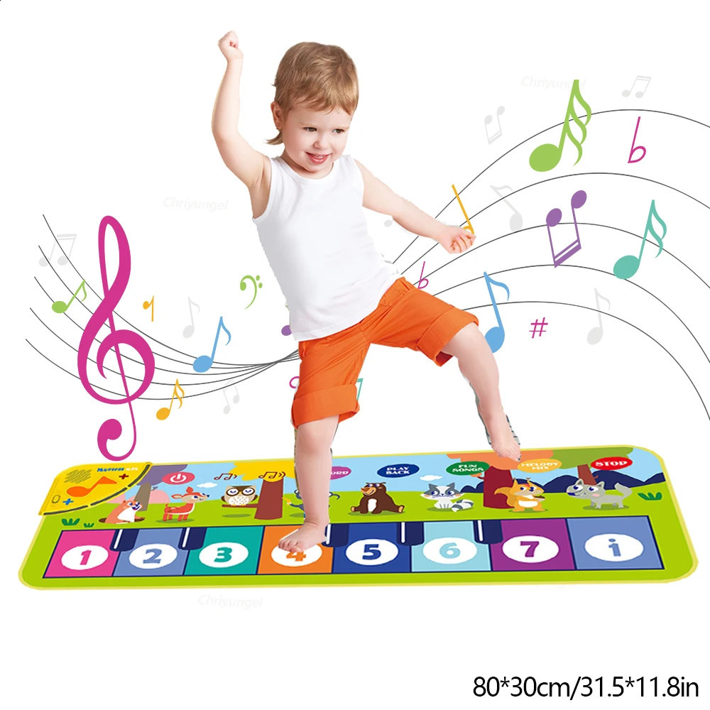 Piano Mat for Kids Toddlers Floor Keyboard Dance Mat Baby Fitness Play Animal Music Blanket Instrument Toys Girl Boy Gift 250904