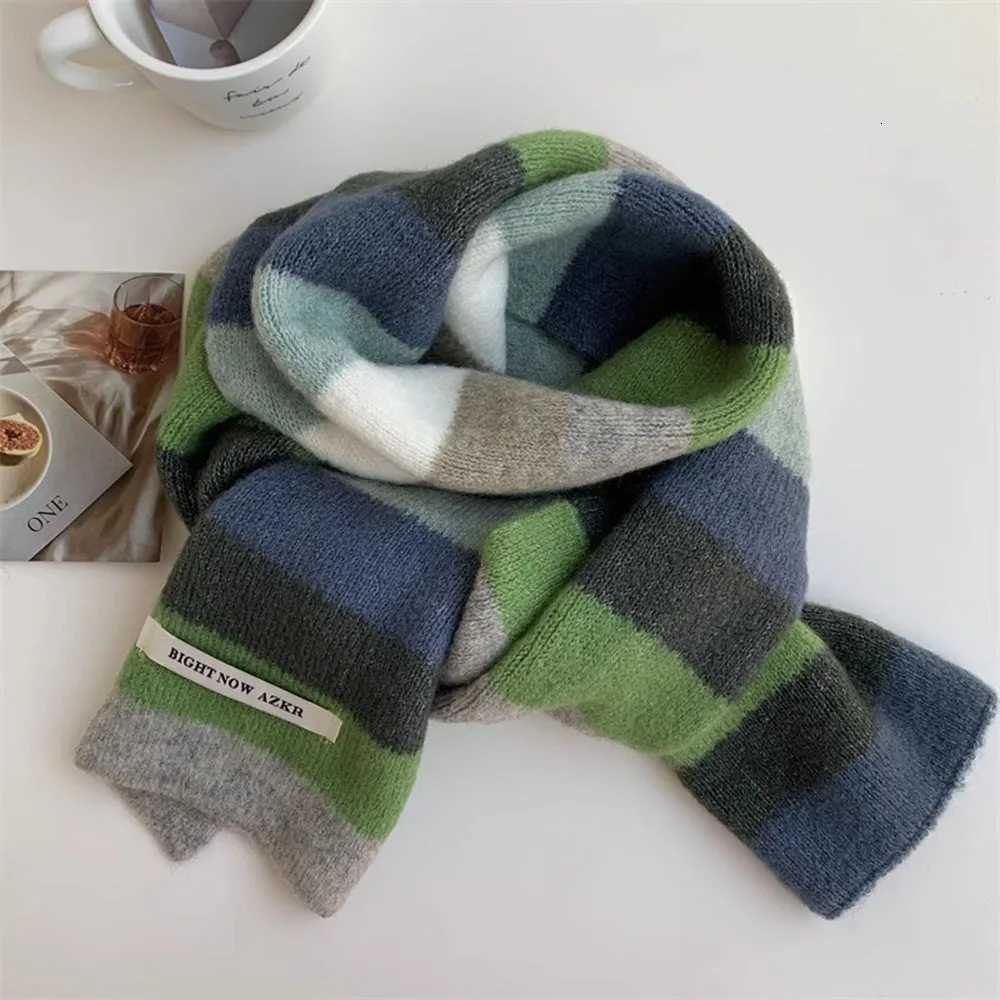 Women Men Harajuku Y2K Rainbow Striped Knitted Scarf Long Scarves For All Seasons Fashion Knitwear Shl Foulards Korean StyleXJ250905