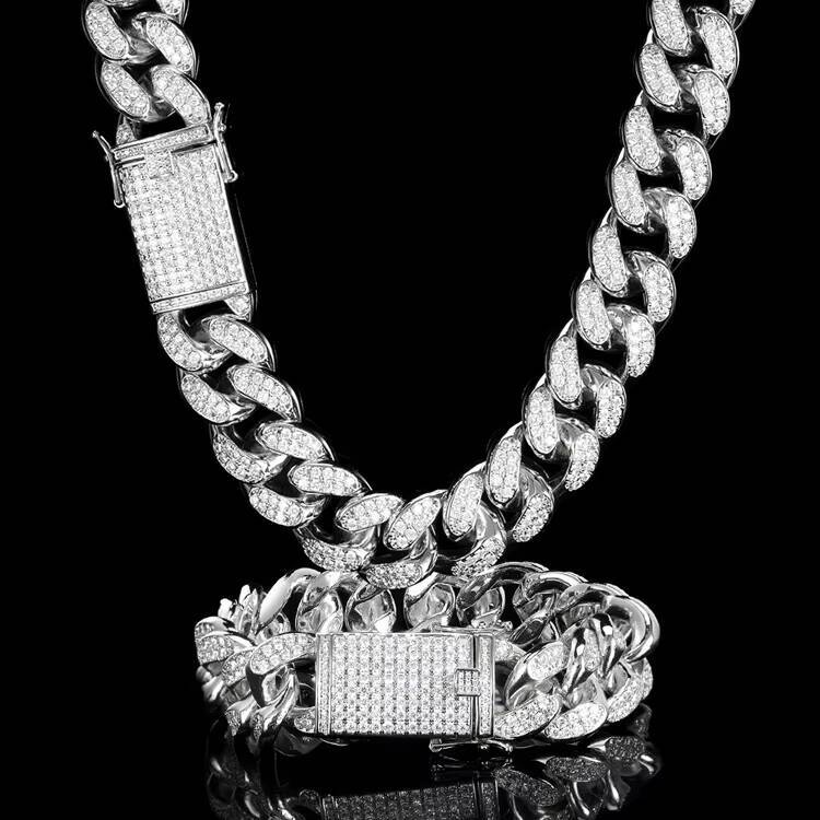 GZYSY JEWELRY Hip Hop Jewelry Vendors 19mm Iced Out Necklace Gold Heavy Diamond Necklace Cuban Link Chain