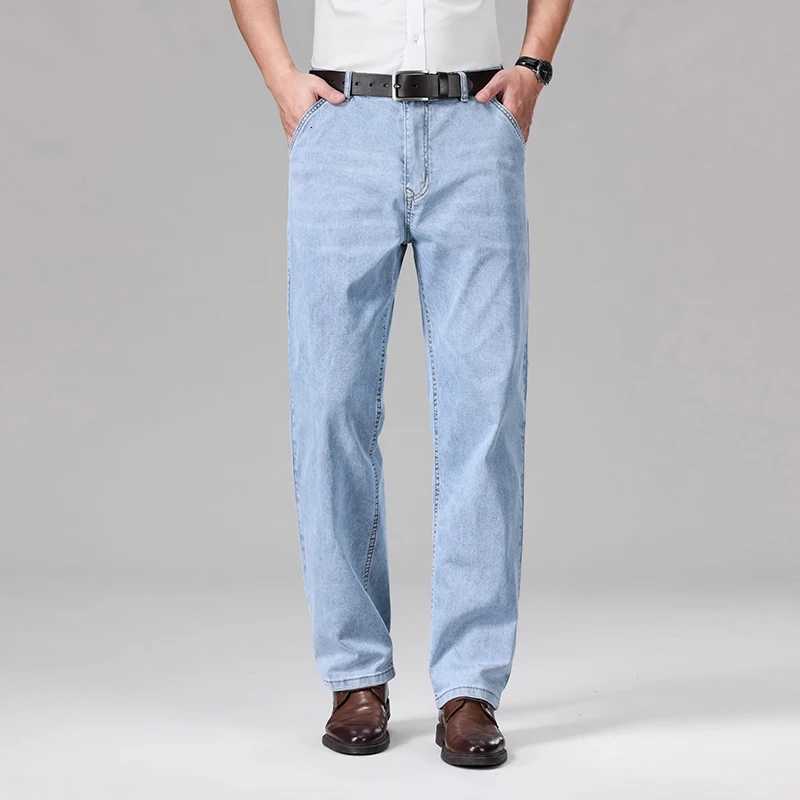 2025 Thin for Summer Mens Luxury Classic Style Men Jeans 95 Cotton Loose Straight Business Stretch Denim Male Trousers W250905