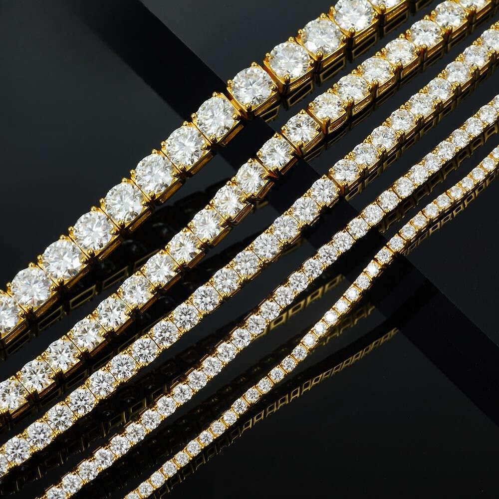 Wholesale Chain Bracelet 2mm-6mm Womens Men Gold Sterling Sier Lab Grown Mossanite Jewelry