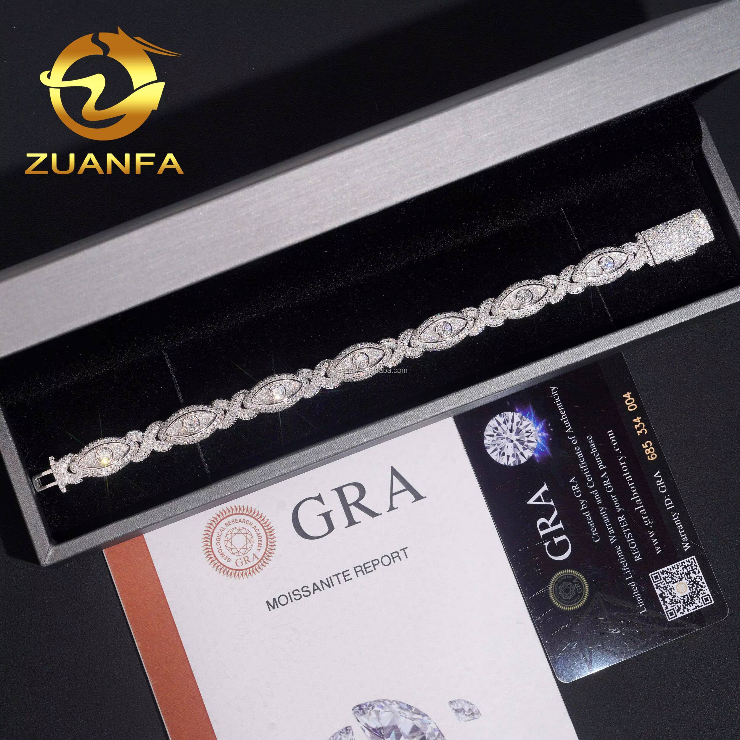 10mm Rapper Jewelry Pass Diamond Tester Iced Out Hip Hop S925 Moissanite Diamond Man Jewelry Evil Eyes Infinity Cuban Bracelet