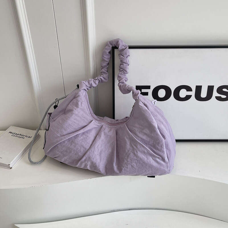 Trendy Women, Lightweight Solid Color Large Capacity Single Shoulder Bag, INS Style Simple Travel Crossbody Bag for Girls