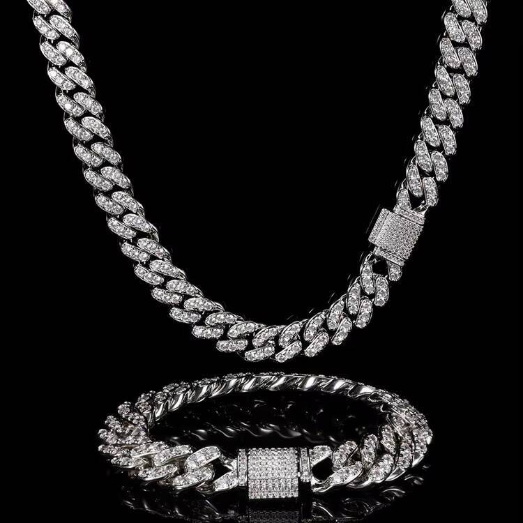GZYS JEWELRY Wholesale High Quality 12mm Hip Hop Chains Men Necklace Ice Cuban Link Chain for Men