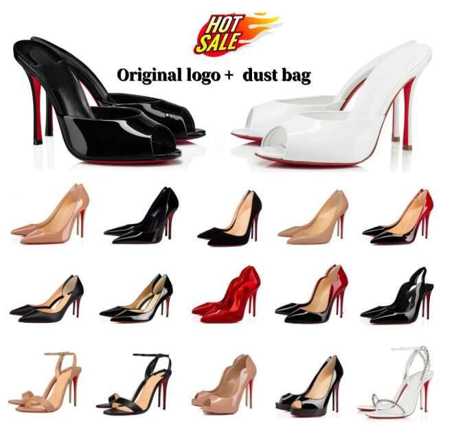 Designer women's pointed high heels Red Peep Toe Sandals 8cm 10cm Heels Nude Black Patent Leather Pumps Size 34-44