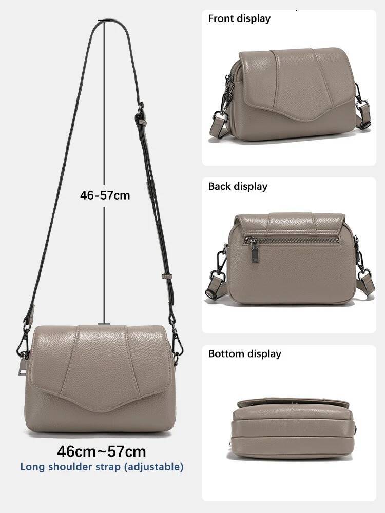 Zency 2025 Genuine Cowhide Leather Crossbody For Women Simple Multi-Compartment Shoulder Handbag 0905